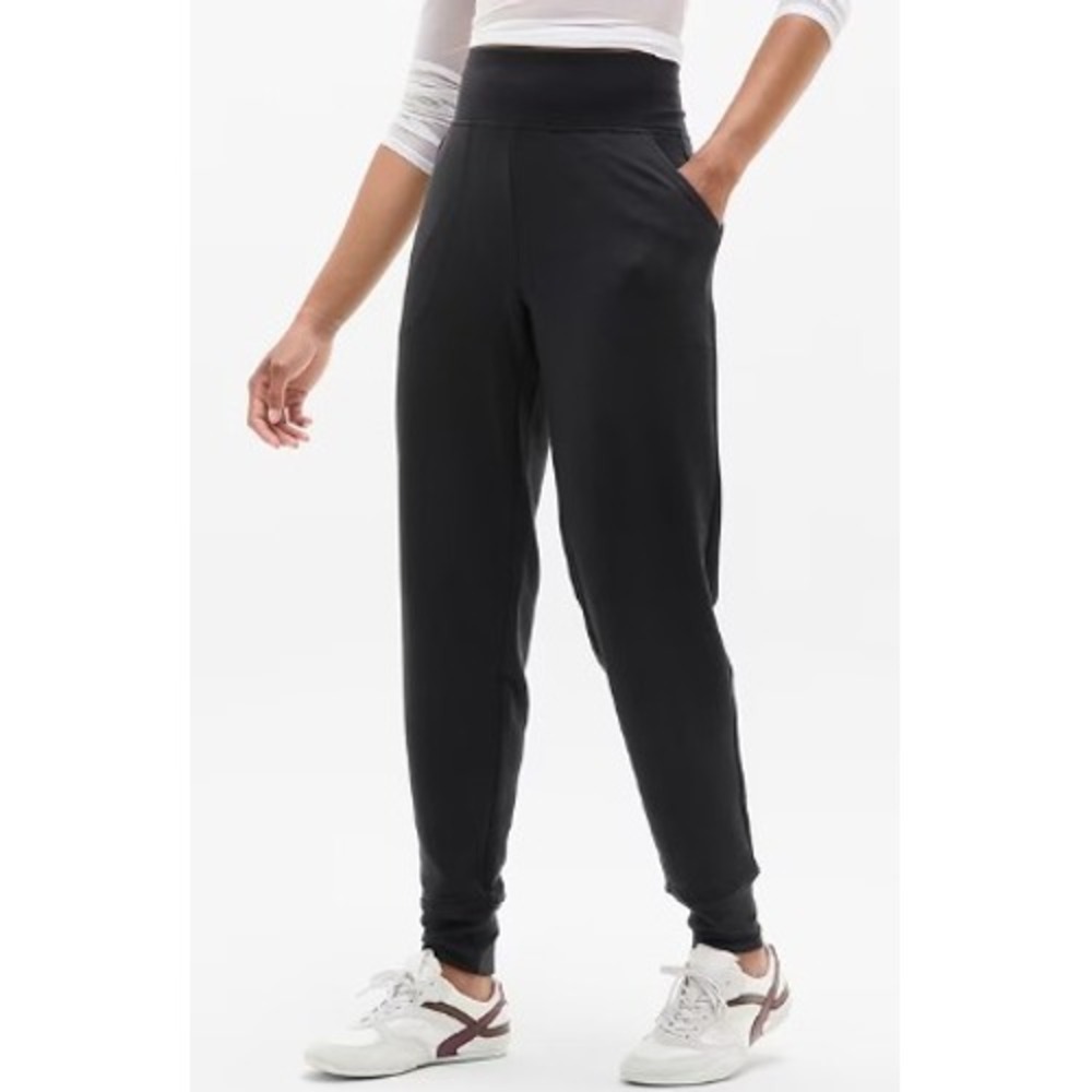Athleta Coaster Luxe Jogger Black‎ Fleece Pants 658312 Women Large L SP24